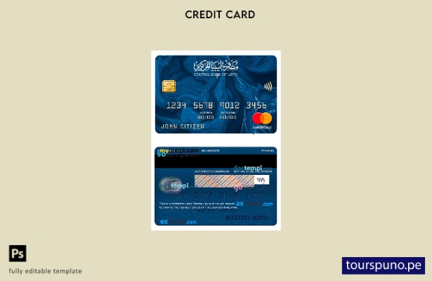 lista para imprimir plantilla mastercard del banco central de Libia
